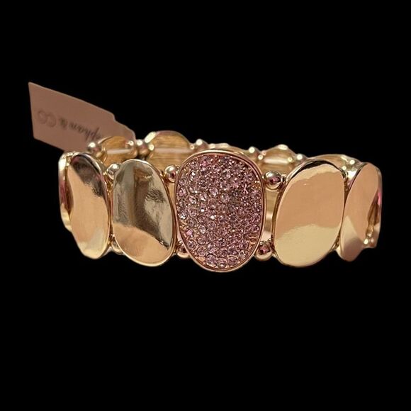 Stephan & CO Rhinestone Gold Tone Stretch Bracelet NWT - Picture 1 of 4